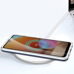 Skaidrus 3in1 dėklas, skirtas Samsung Galaxy A72 4G gelio dangtelis su mėlynu rėmeliu