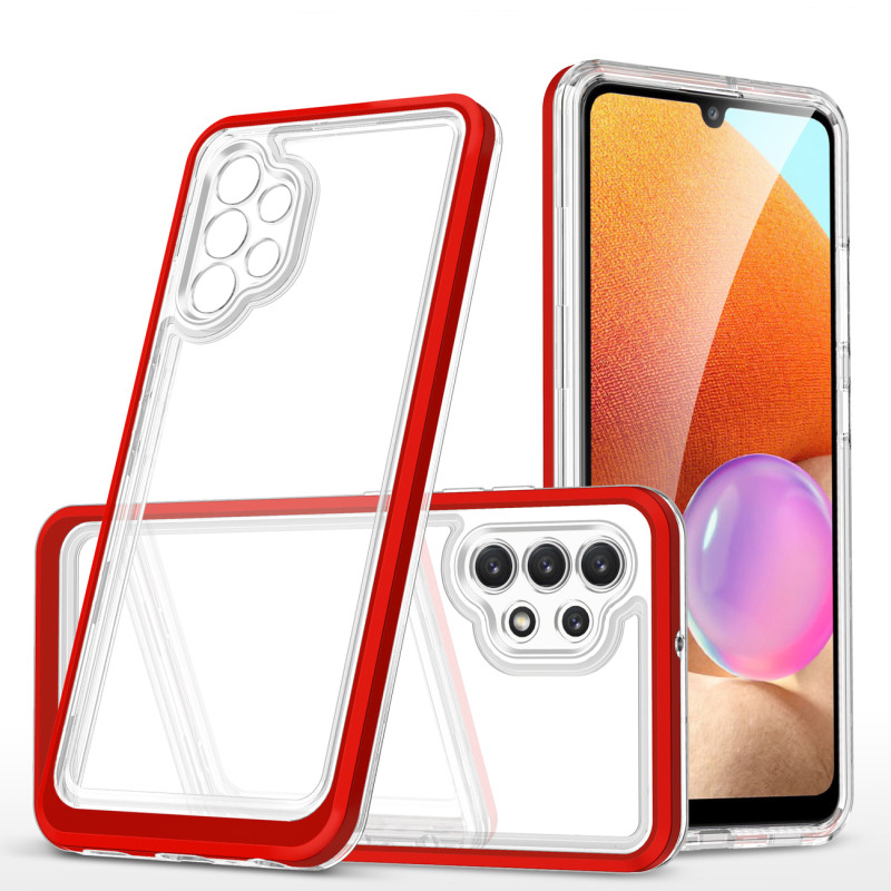 Skaidrus 3in1 dėklas, skirtas Samsung Galaxy A72 4G gelio dangtelis su raudonu rėmeliu