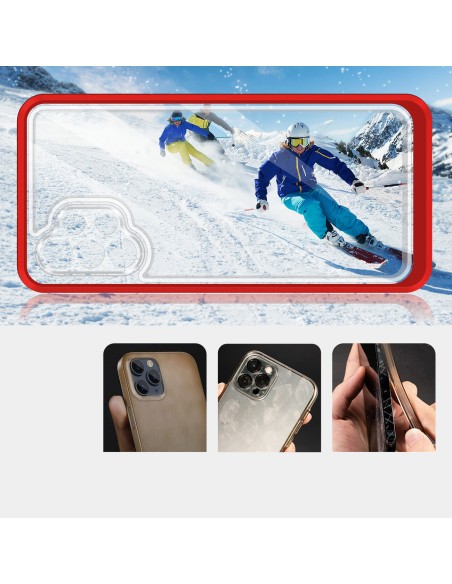 Skaidrus 3in1 dėklas, skirtas Samsung Galaxy A72 4G gelio dangtelis su raudonu rėmeliu