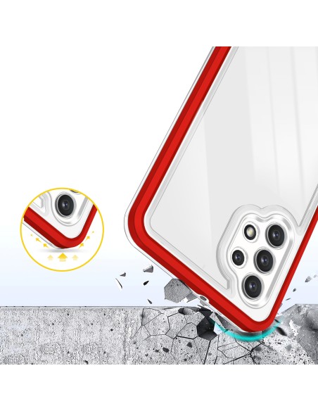 Skaidrus 3in1 dėklas, skirtas Samsung Galaxy A72 4G gelio dangtelis su raudonu rėmeliu