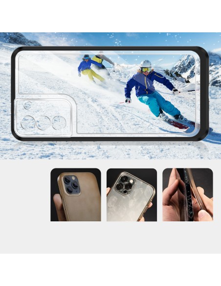 Skaidrus 3in1 dėklas, skirtas Samsung Galaxy S21 5G gelio dangtelis su juodu rėmeliu Skaidrus 3in1 dėklas, skirtas Samsung Galaxy S21 5G gelio dangtelis su juodu rėmeliu