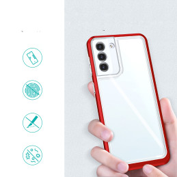 Skaidrus 3in1 dėklas, skirtas Samsung Galaxy S21 5G gelio dangtelis su raudonu rėmeliu