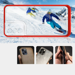 Skaidrus 3in1 dėklas, skirtas Samsung Galaxy S21 5G gelio dangtelis su raudonu rėmeliu