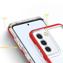 Skaidrus 3in1 dėklas, skirtas Samsung Galaxy S21 5G gelio dangtelis su raudonu rėmeliu
