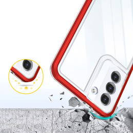 Skaidrus 3in1 dėklas, skirtas Samsung Galaxy S21 5G gelio dangtelis su raudonu rėmeliu
