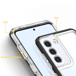 Skaidrus 3in1 dėklas, skirtas Samsung Galaxy S21+ 5G (S21 Plus 5G) gelio dangtelis su juodu rėmeliu