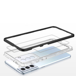 Skaidrus 3in1 dėklas, skirtas Samsung Galaxy S21+ 5G (S21 Plus 5G) gelio dangtelis su juodu rėmeliu