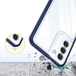 Skaidrus 3 viename dėklas, skirtas Samsung Galaxy S21+ 5G (S21 Plus 5G) gelio dangtelis su mėlynu rėmeliu