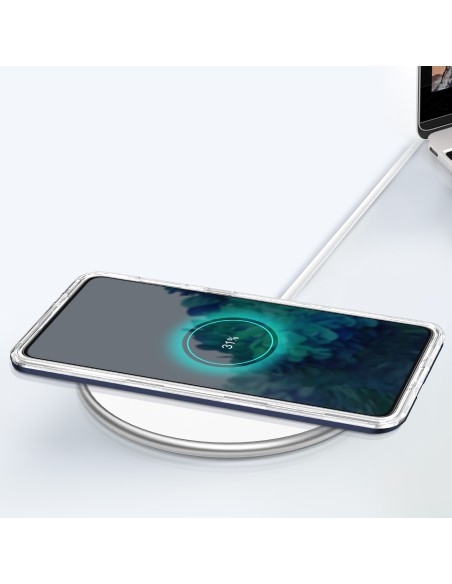 Skaidrus 3 viename dėklas, skirtas Samsung Galaxy S21+ 5G (S21 Plus 5G) gelio dangtelis su mėlynu rėmeliu