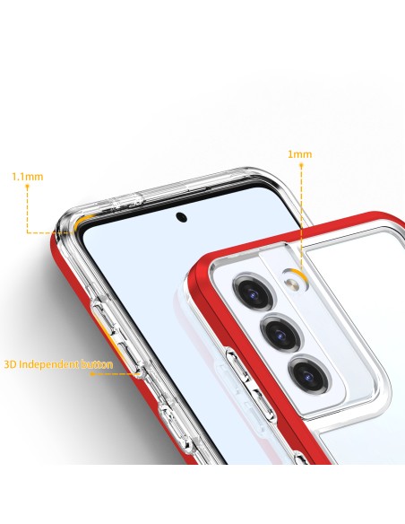 Skaidrus 3 viename dėklas, skirtas Samsung Galaxy S21+ 5G (S21 Plus 5G) gelio dangtelis su raudonu rėmeliu Skaidrus 3 viename dėklas, skirtas Samsung Galaxy S21+ 5G (S21 Plus 5G) gelio dangtelis su raudonu rėmeliu