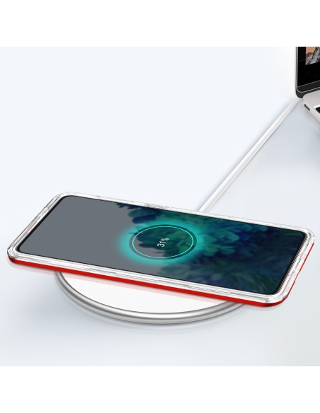 Skaidrus 3 viename dėklas, skirtas Samsung Galaxy S21+ 5G (S21 Plus 5G) gelio dangtelis su raudonu rėmeliu Skaidrus 3 viename dėklas, skirtas Samsung Galaxy S21+ 5G (S21 Plus 5G) gelio dangtelis su raudonu rėmeliu
