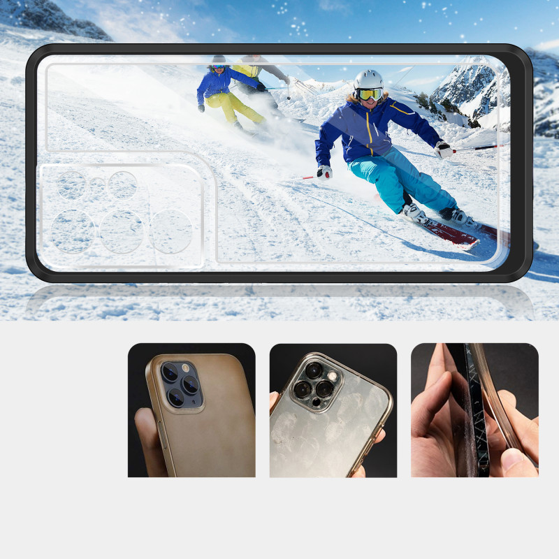 Skaidrus 3in1 dėklas, skirtas Samsung Galaxy S21 Ultra 5G gelio dangtelis su juodu rėmeliu