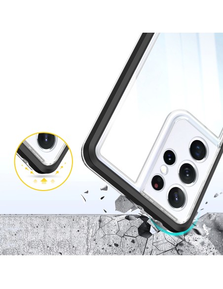 Skaidrus 3in1 dėklas, skirtas Samsung Galaxy S21 Ultra 5G gelio dangtelis su juodu rėmeliu Skaidrus 3in1 dėklas, skirtas Samsung Galaxy S21 Ultra 5G gelio dangtelis su juodu rėmeliu
