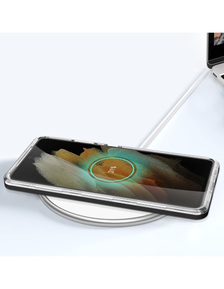Skaidrus 3in1 dėklas, skirtas Samsung Galaxy S21 Ultra 5G gelio dangtelis su juodu rėmeliu Skaidrus 3in1 dėklas, skirtas Samsung Galaxy S21 Ultra 5G gelio dangtelis su juodu rėmeliu