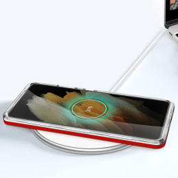 Skaidrus 3in1 dėklas, skirtas Samsung Galaxy S21 Ultra 5G gelio dangtelis su raudonu rėmeliu