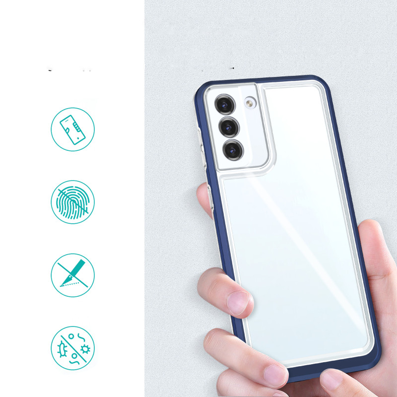 Skaidrus 3in1 dėklas, skirtas Samsung Galaxy S22, gelinis dangtelis su rėmeliu, mėlynas