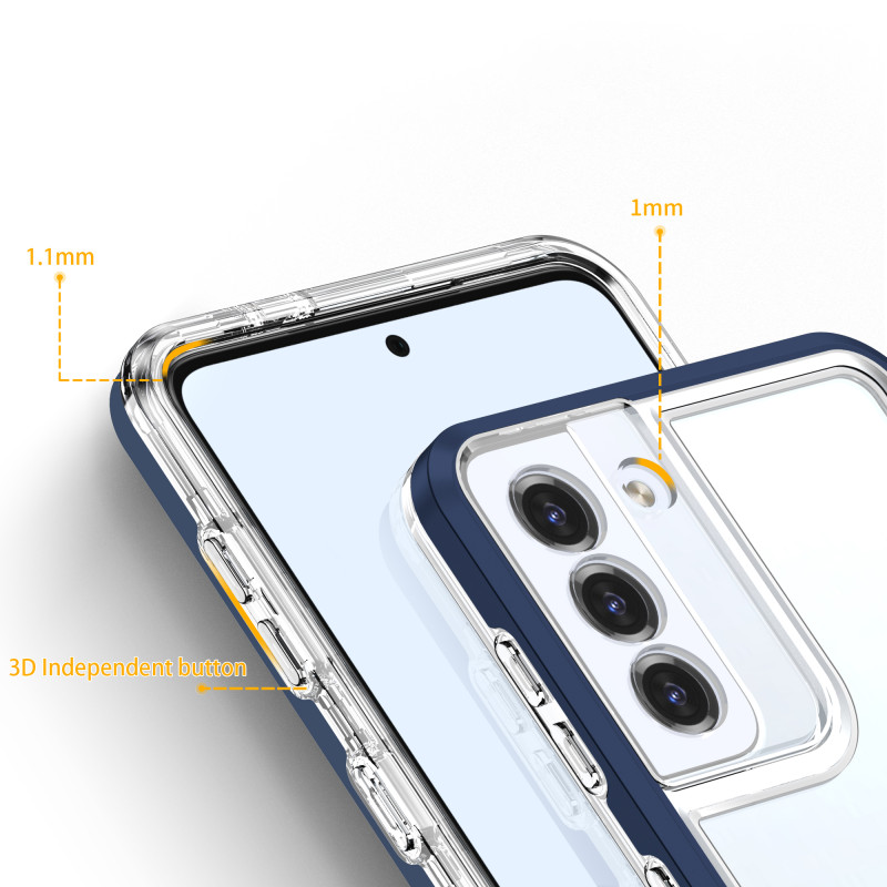 Skaidrus 3in1 dėklas, skirtas Samsung Galaxy S22, gelinis dangtelis su rėmeliu, mėlynas
