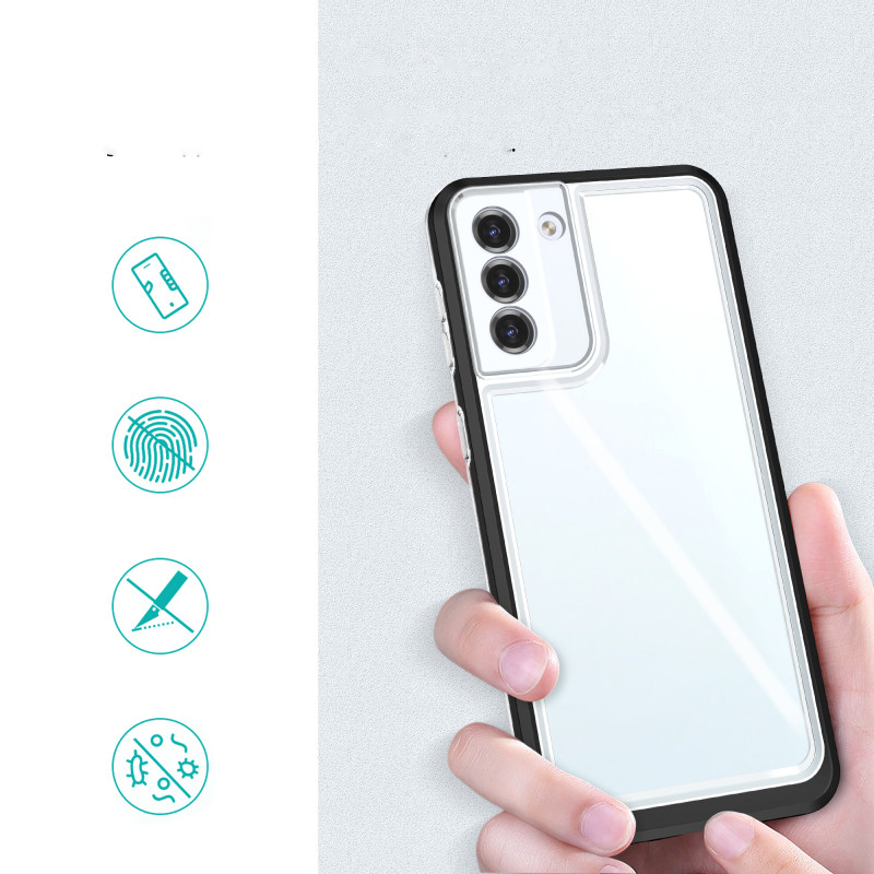 Skaidrus 3in1 dėklas, skirtas Samsung Galaxy S22+ (S22 Plus) gelio dangtelis su juodu rėmeliu