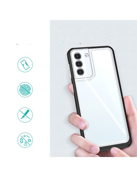 Skaidrus 3in1 dėklas, skirtas Samsung Galaxy S22+ (S22 Plus) gelio dangtelis su juodu rėmeliu Skaidrus 3in1 dėklas, skirtas Samsung Galaxy S22+ (S22 Plus) gelio dangtelis su juodu rėmeliu