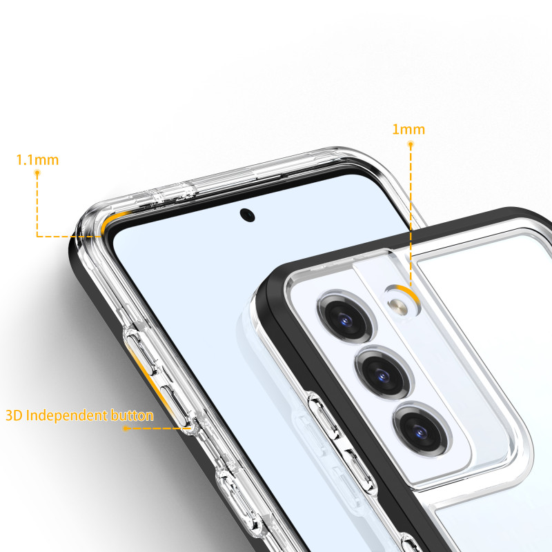 Skaidrus 3in1 dėklas, skirtas Samsung Galaxy S22+ (S22 Plus) gelio dangtelis su juodu rėmeliu