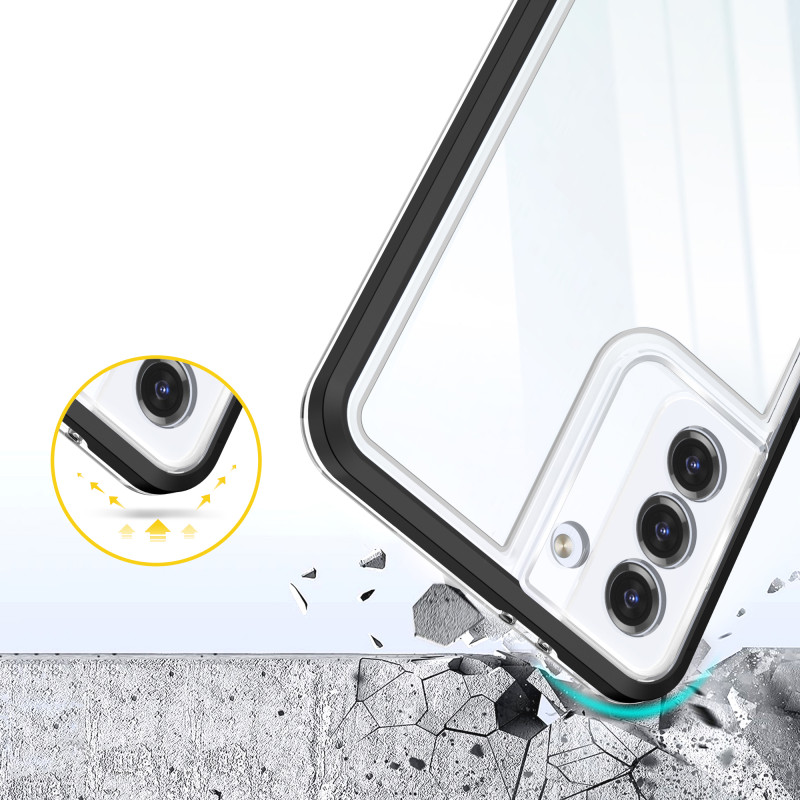Skaidrus 3in1 dėklas, skirtas Samsung Galaxy S22+ (S22 Plus) gelio dangtelis su juodu rėmeliu