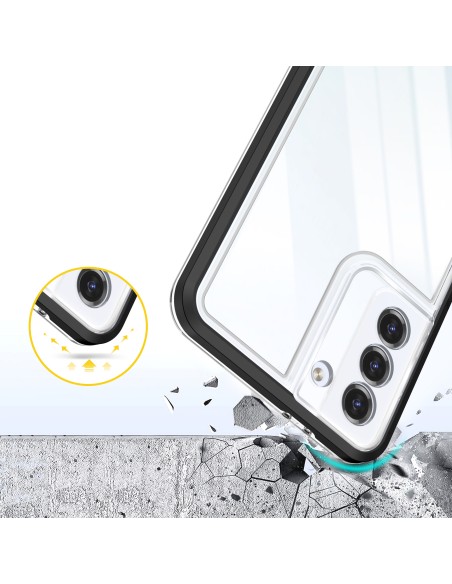 Skaidrus 3in1 dėklas, skirtas Samsung Galaxy S22+ (S22 Plus) gelio dangtelis su juodu rėmeliu Skaidrus 3in1 dėklas, skirtas Samsung Galaxy S22+ (S22 Plus) gelio dangtelis su juodu rėmeliu