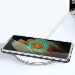 Skaidrus 3in1 dėklas, skirtas Samsung Galaxy S22 Ultra, gelinis dangtelis su rėmeliu, mėlynas