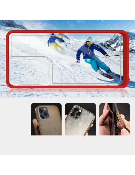 Skaidrus 3in1 dėklas skirtas Samsung Galaxy S22 Ultra gelio dangtelis su raudonu rėmeliu Skaidrus 3in1 dėklas skirtas Samsung Galaxy S22 Ultra gelio dangtelis su raudonu rėmeliu