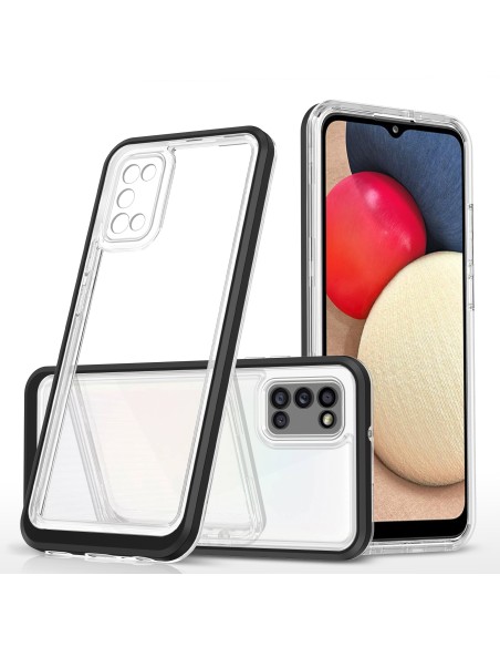 Skaidrus 3in1 dėklas skirtas Samsung Galaxy A03s (166) gelio dangtelis su juodu rėmeliu Skaidrus 3in1 dėklas skirtas Samsung Galaxy A03s (166) gelio dangtelis su juodu rėmeliu