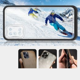 Skaidrus 3in1 dėklas skirtas Samsung Galaxy A03s (166) gelio dangtelis su juodu rėmeliu