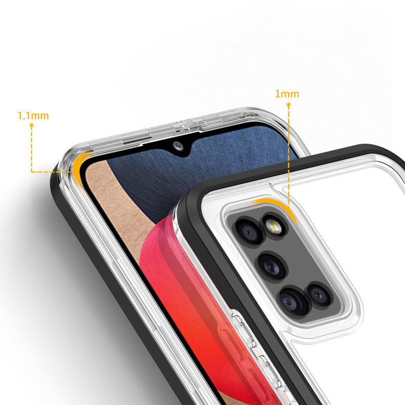 Skaidrus 3in1 dėklas skirtas Samsung Galaxy A03s (166) gelio dangtelis su juodu rėmeliu