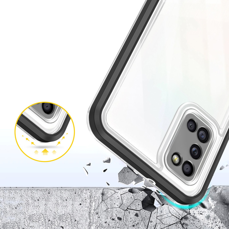 Skaidrus 3in1 dėklas skirtas Samsung Galaxy A03s (166) gelio dangtelis su juodu rėmeliu