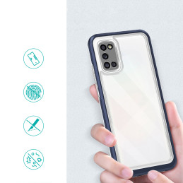 Skaidrus 3in1 dėklas skirtas Samsung Galaxy A03s (166) gelio dangtelis su mėlynu rėmeliu
