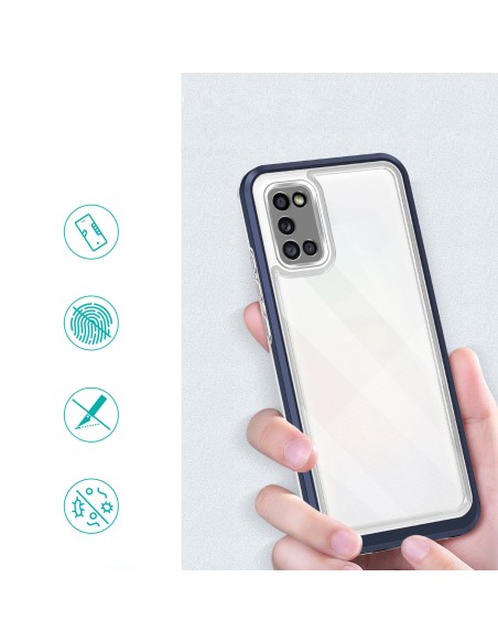 Skaidrus 3in1 dėklas skirtas Samsung Galaxy A03s (166) gelio dangtelis su mėlynu rėmeliu