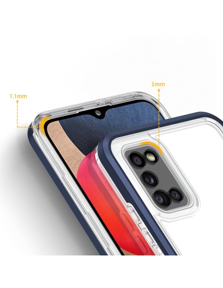 Skaidrus 3in1 dėklas skirtas Samsung Galaxy A03s (166) gelio dangtelis su mėlynu rėmeliu