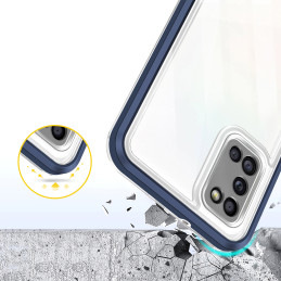 Skaidrus 3in1 dėklas skirtas Samsung Galaxy A03s (166) gelio dangtelis su mėlynu rėmeliu