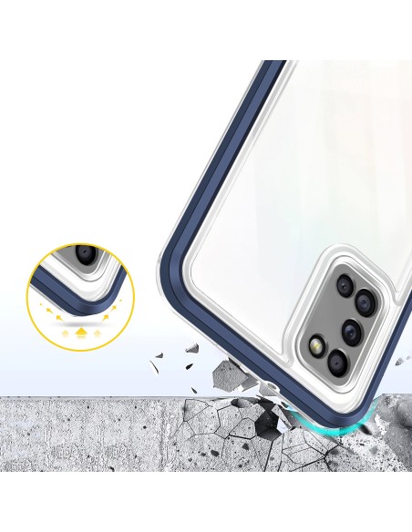 Skaidrus 3in1 dėklas skirtas Samsung Galaxy A03s (166) gelio dangtelis su mėlynu rėmeliu