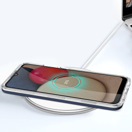 Skaidrus 3in1 dėklas skirtas Samsung Galaxy A03s (166) gelio dangtelis su mėlynu rėmeliu