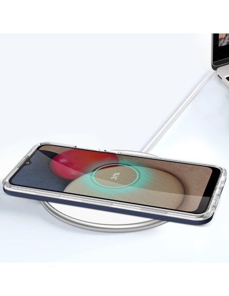 Skaidrus 3in1 dėklas skirtas Samsung Galaxy A03s (166) gelio dangtelis su mėlynu rėmeliu