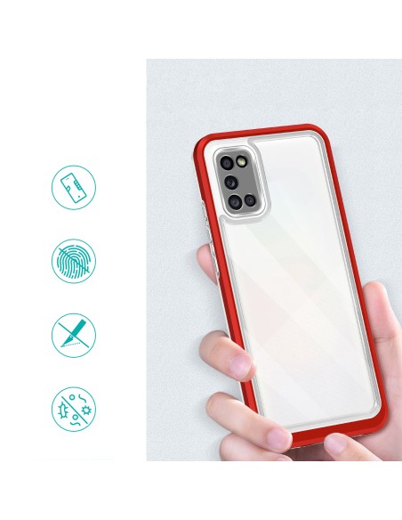 Skaidrus 3in1 dėklas skirtas Samsung Galaxy A03s (166) gelio dangtelis su raudonu rėmeliu Skaidrus 3in1 dėklas skirtas Samsung Galaxy A03s (166) gelio dangtelis su raudonu rėmeliu