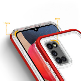 Skaidrus 3in1 dėklas skirtas Samsung Galaxy A03s (166) gelio dangtelis su raudonu rėmeliu