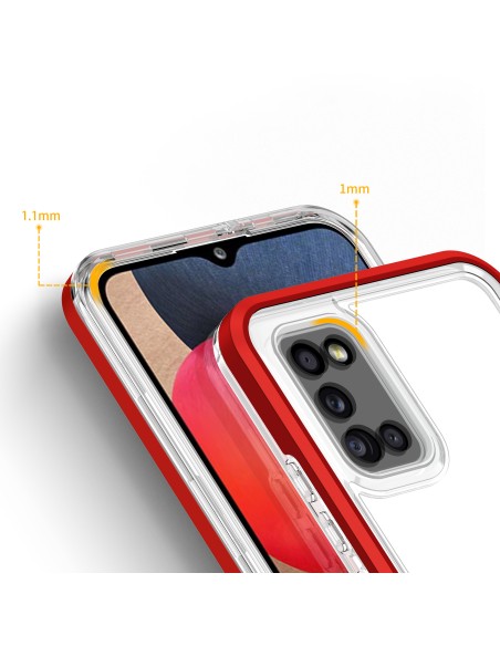 Skaidrus 3in1 dėklas skirtas Samsung Galaxy A03s (166) gelio dangtelis su raudonu rėmeliu Skaidrus 3in1 dėklas skirtas Samsung Galaxy A03s (166) gelio dangtelis su raudonu rėmeliu