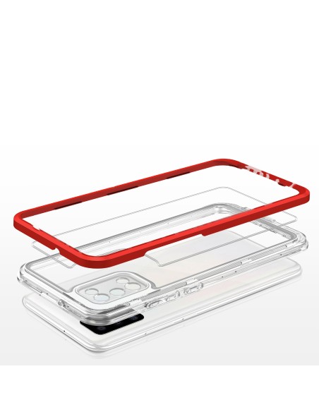 Skaidrus 3in1 dėklas skirtas Samsung Galaxy A03s (166) gelio dangtelis su raudonu rėmeliu Skaidrus 3in1 dėklas skirtas Samsung Galaxy A03s (166) gelio dangtelis su raudonu rėmeliu