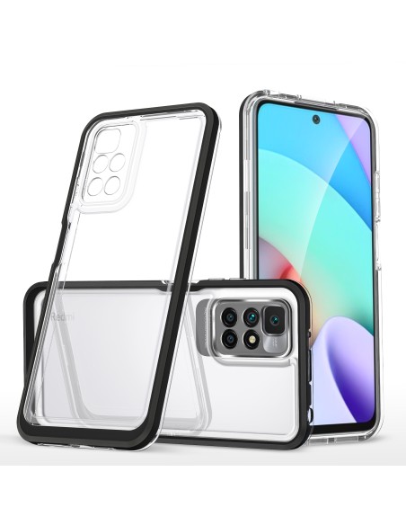Skaidrus 3in1 dėklas skirtas Xiaomi Redmi 10 gelio dangtelis su rėmeliu, juodas Skaidrus 3in1 dėklas skirtas Xiaomi Redmi 10 gelio dangtelis su rėmeliu, juodas