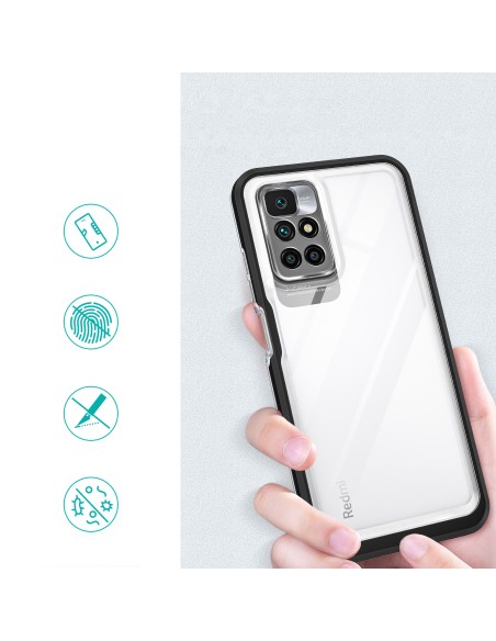 Skaidrus 3in1 dėklas skirtas Xiaomi Redmi 10 gelio dangtelis su rėmeliu, juodas Skaidrus 3in1 dėklas skirtas Xiaomi Redmi 10 gelio dangtelis su rėmeliu, juodas