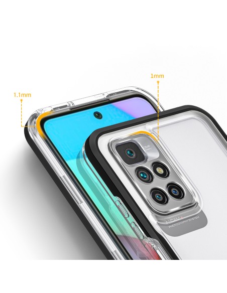 Skaidrus 3in1 dėklas skirtas Xiaomi Redmi 10 gelio dangtelis su rėmeliu, juodas Skaidrus 3in1 dėklas skirtas Xiaomi Redmi 10 gelio dangtelis su rėmeliu, juodas