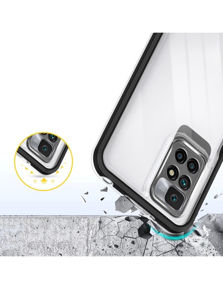 Skaidrus 3in1 dėklas skirtas Xiaomi Redmi 10 gelio dangtelis su rėmeliu, juodas Skaidrus 3in1 dėklas skirtas Xiaomi Redmi 10 gelio dangtelis su rėmeliu, juodas
