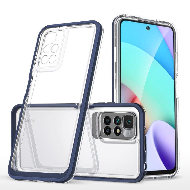 Skaidrus 3in1 dėklas skirtas Xiaomi Redmi 10, gelinis dangtelis su rėmeliu, mėlynas Skaidrus 3in1 dėklas skirtas Xiaomi Redmi 10, gelinis dangtelis su rėmeliu, mėlynas