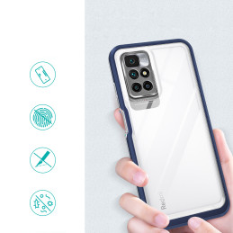 Skaidrus 3in1 dėklas skirtas Xiaomi Redmi 10, gelinis dangtelis su rėmeliu, mėlynas