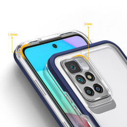 Skaidrus 3in1 dėklas skirtas Xiaomi Redmi 10, gelinis dangtelis su rėmeliu, mėlynas